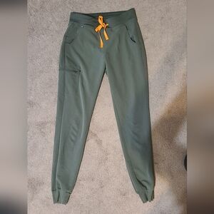 Figs Olive Joggers with Orange Drawstring
